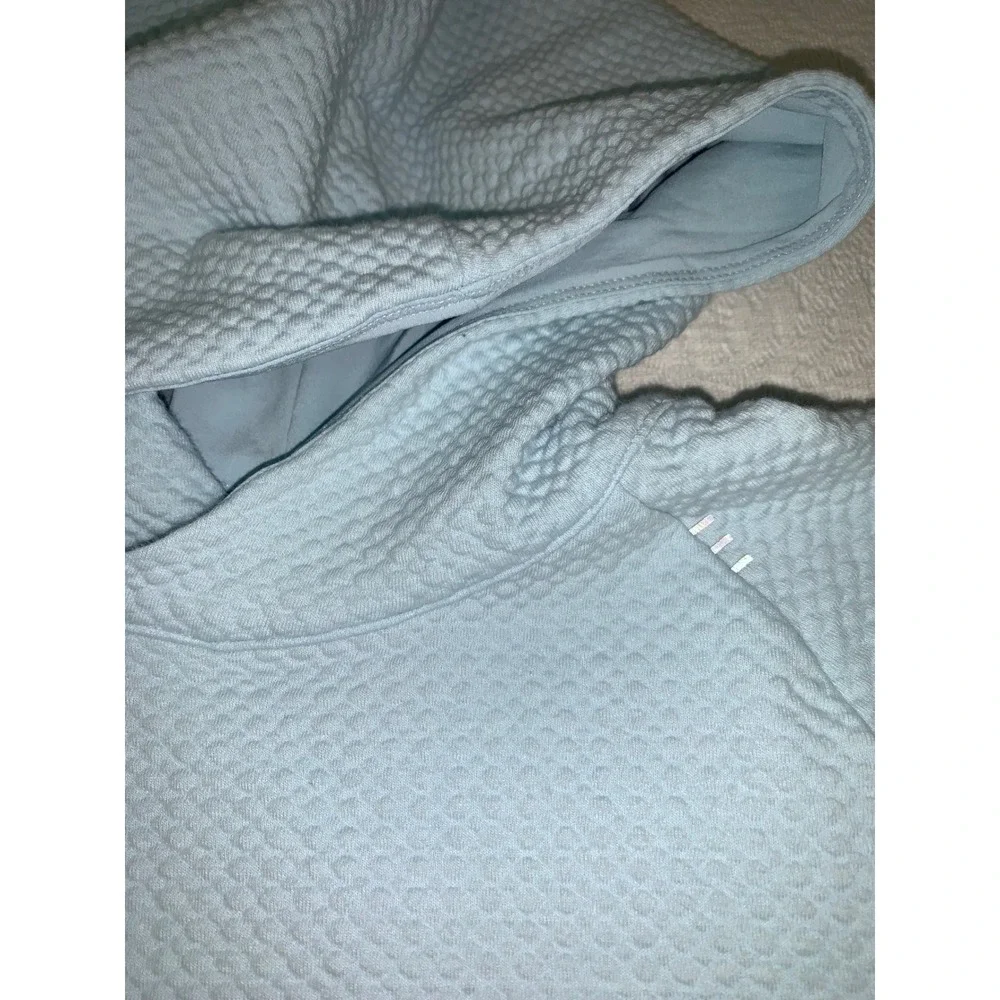 Lululemon Mens At Ease Hoodie Light Blue Textured Waffle Knit Pullover XS